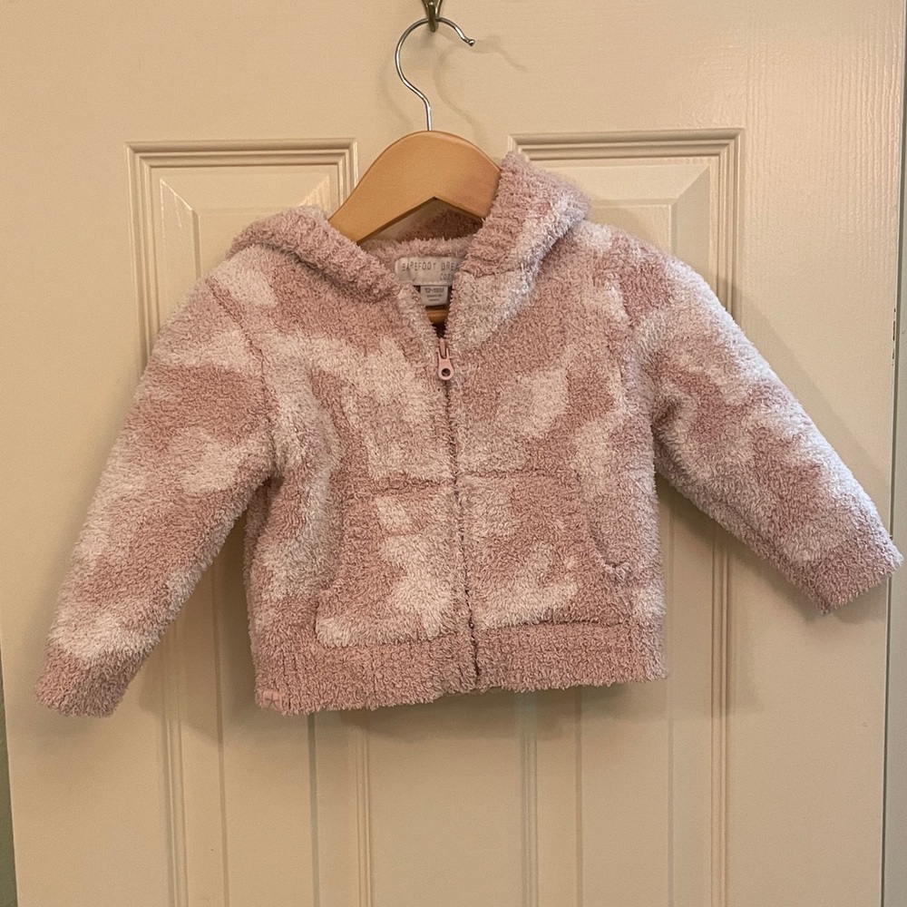 Cozy Pink and Cream Fleece Jacket Barefoot Dreams CozyChic